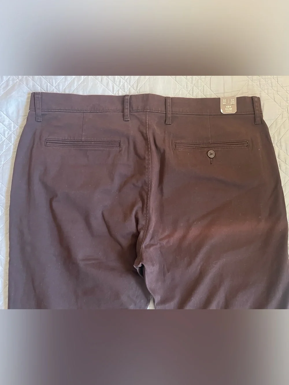 J. CREW 484 Slim-fit stretch chino pant in Inky Mocha Size 35/32 NWT $98 AR885